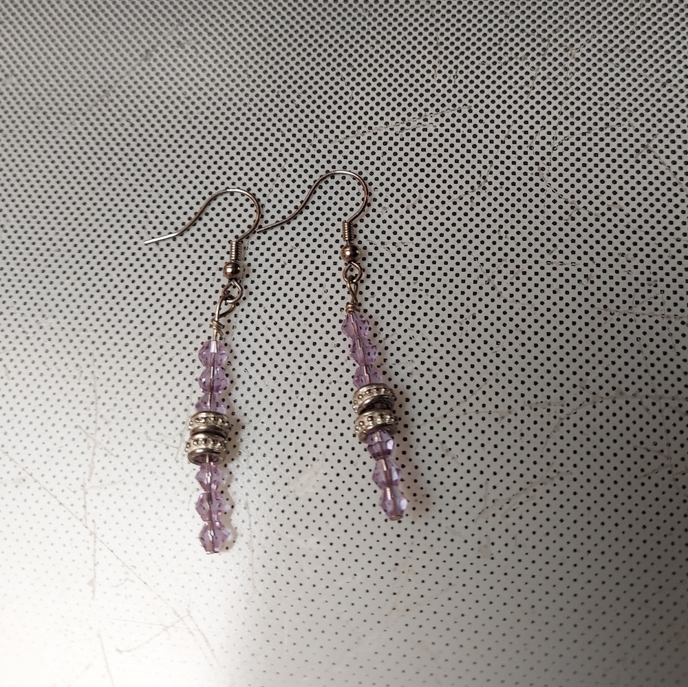 Lavender crystal dangle earrings